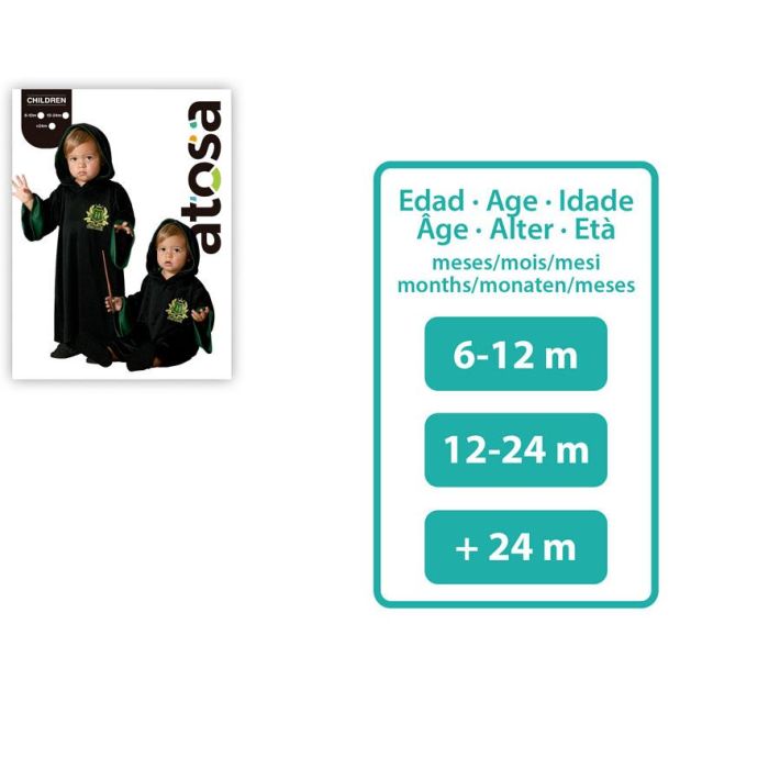 Déguisement Bébé Magicien Tunique Verte avec Capuche - Unisex 6-12 Mois - Inspiration Sorcellerie - Pour Halloween, Carnaval et Photos