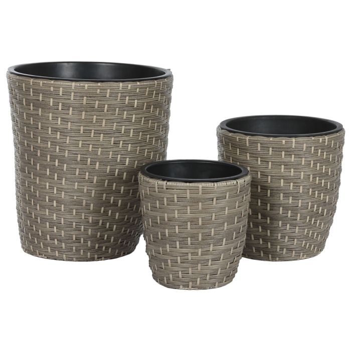 Set de pots de fleurs Home ESPRIT polypropylène Rotin 40 x 40 x 45 cm 1 Set de pots de fleurs Home ESPRIT polypropylène Rotin 40 x 40 x 45 cm 1