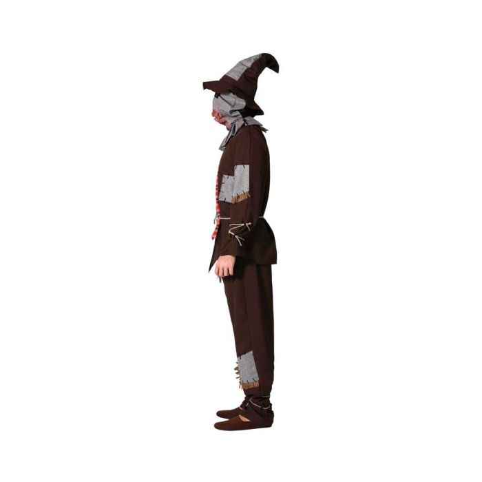 Déguisement Épouvantail Ensanglanté pour Homme Adulte avec Chapeau et Masque - Taille M-L - Polyester - Thème Halloween - Marron