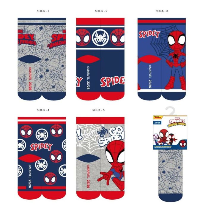 Chaussettes Spidey Bleu 23-26 5 paires 2
