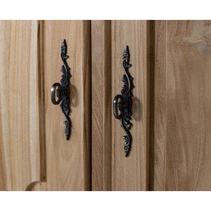 GINER Y COLOMER Buffet 2 Portes 2 Étagères Intérieures en Bois de Téca Naturelle 150 cm - Meuble de Rangement Rustique avec Piano et Finition Dorée 6 GINER Y COLOMER Buffet 2 Portes 2 Étagères Intérieures en Bois de Téca Naturelle 150 cm - Meuble de Rangement Rustique avec Piano et Finition Dorée 6