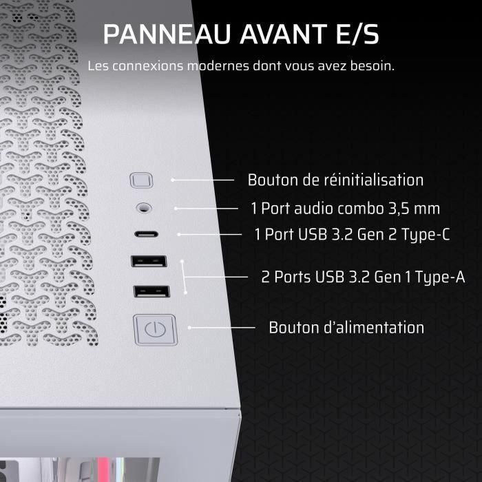 Boitier PC - CORSAIR - 3500X LXR LINK Tempered Glass Mid-Tower - 3 ventilateurs RGB a rotor inversé - Blanc 5 Boitier PC - CORSAIR - 3500X LXR LINK Tempered Glass Mid-Tower - 3 ventilateurs RGB a rotor inversé - Blanc 5