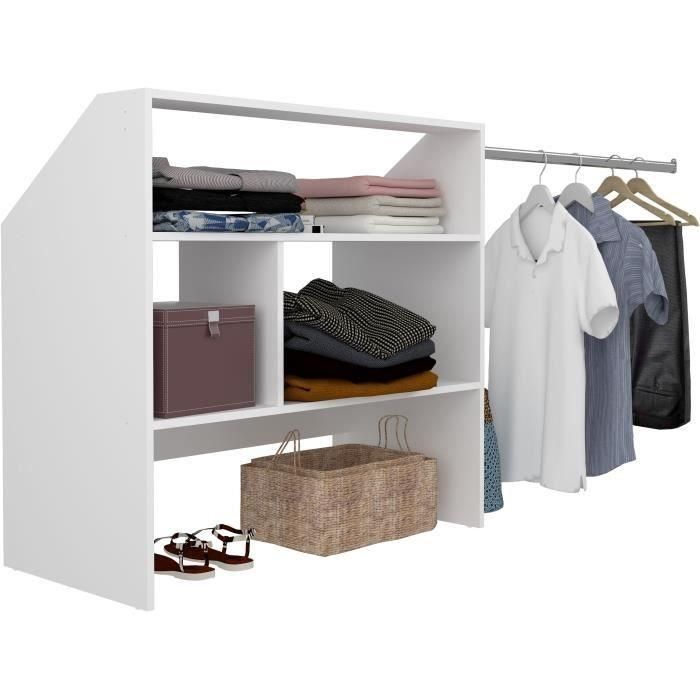Kit dressing sous comble ARTIC EKIPA - Décor mélaminé blanc - 1 penderie - L197 x P50 x H94 cm 4