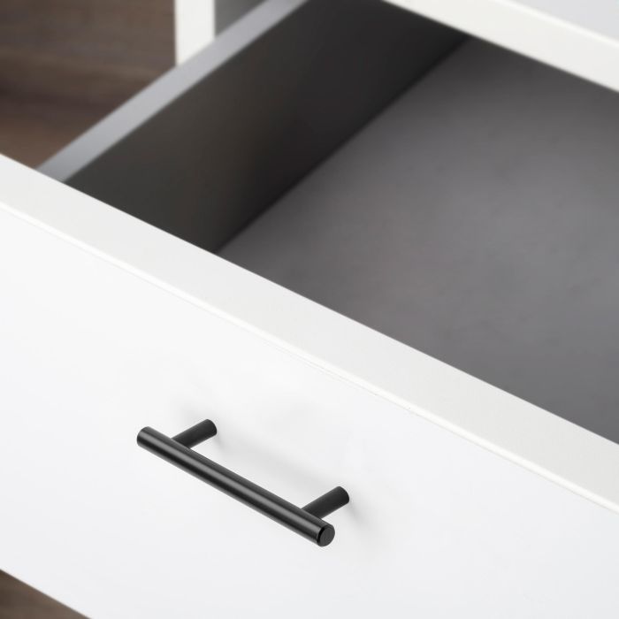 Emuca Lot de 10 poignées pour meubles Orlando, L136mm, entraxe 96mm, Acier, Peint en noir 1