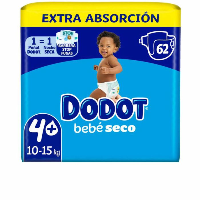 Dodot Couches EXTRA STAGES Taille 4 (10-15 kg) pour Bébé Unisexe - Lot de 62 Unités Ultra Absorbantes