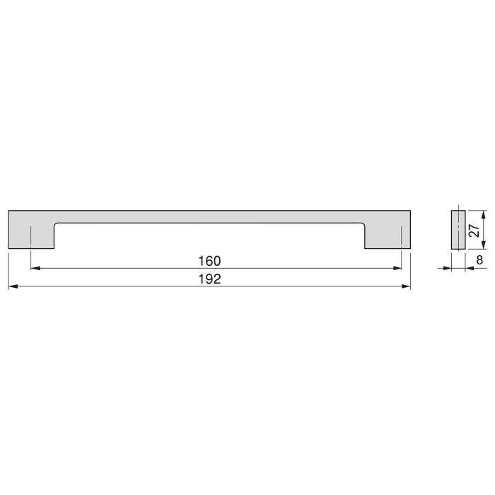 Emuca Lot de 5 poignées pour meubles Montréal, L192mm, entraxe 160mm, Zamak, Peint en noir 5