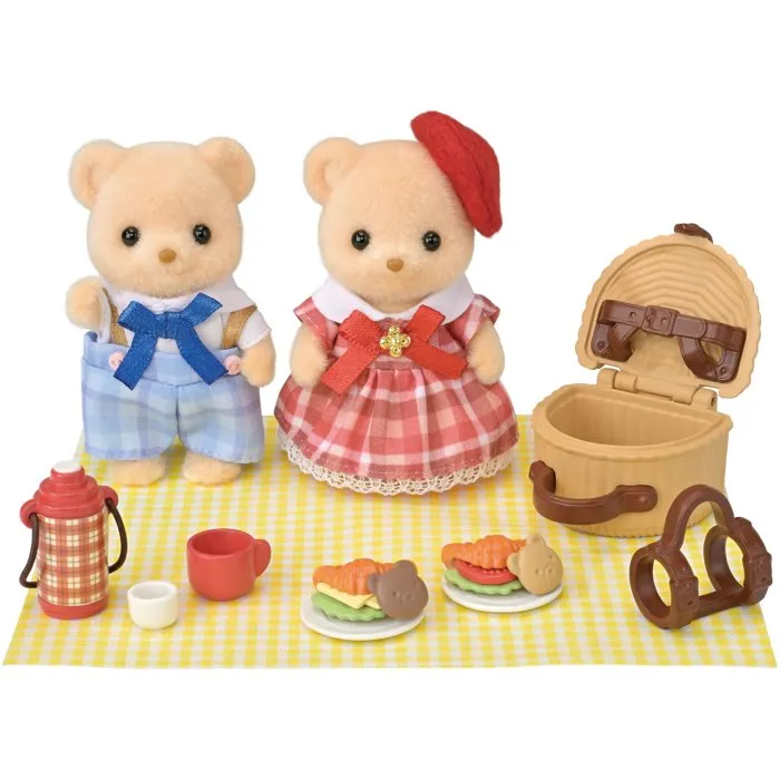 Sylvanian Families - Coffret Ours Biscuit 'Pique-nique Gourmand' avec figurines, panier, accessoires et couverture - Jeu d'imagination pour enfants dès 3 ans