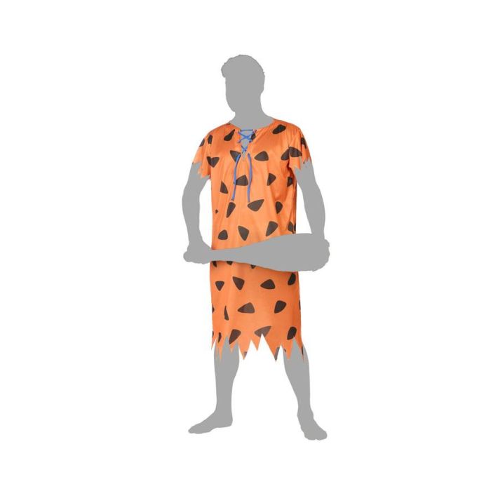 Déguisement homme préhistorique caverne adulte orange taille XL - Costume de carnaval de grande qualité en polyester