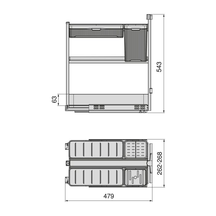 Emuca Chariot extractible avec paniers et accessoires Harmony avec fermeture à amortie, Module largeur 300mm hauteur 700mm, Acier et Bois, Gris anthracite 8