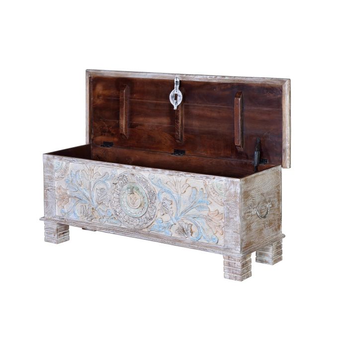 GINER Y COLOMER - Coffre en bois massif de manguier artisanal, finition tons pastel, coffre de rangement ou coffre à jouets 2 GINER Y COLOMER - Coffre en bois massif de manguier artisanal, finition tons pastel, coffre de rangement ou coffre à jouets 2