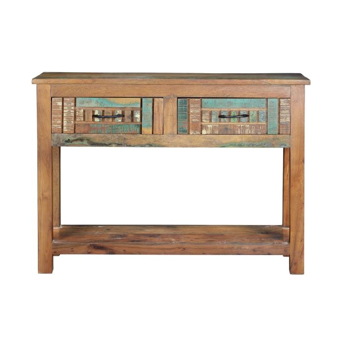 GINER Y COLOMER Console à 2 tiroirs en bois recyclé artisanal - Consola exclusiva - Multicolore - Dimensions 106x33x76 cm 1