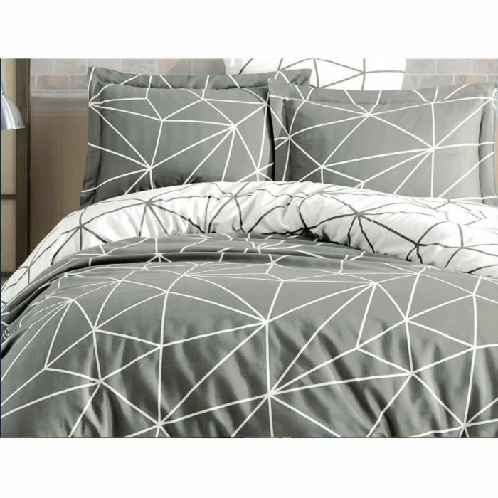 Parure de couette Gris Lit king size 3 Pièces 4