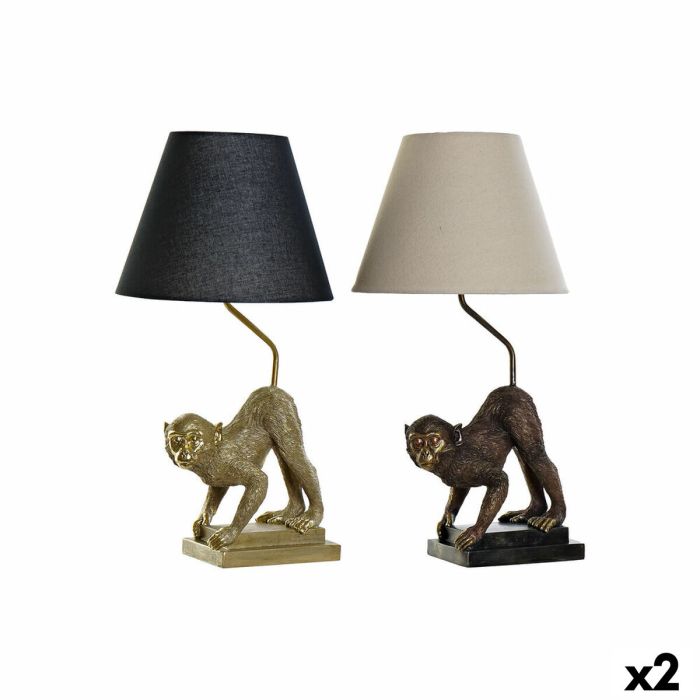 Lampe de bureau DKD Home Decor 32,5 x 30 x 60 cm Noir Beige Doré Métal Résine 220 V 50 W (2 Unités)