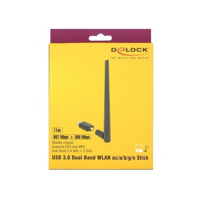 DELOCK USB 3.0 Dualband WLAN ac/a/b/g/n Stick 867 + 300 Mbps mit externer Antenne 2 DELOCK USB 3.0 Dualband WLAN ac/a/b/g/n Stick 867 + 300 Mbps mit externer Antenne 2