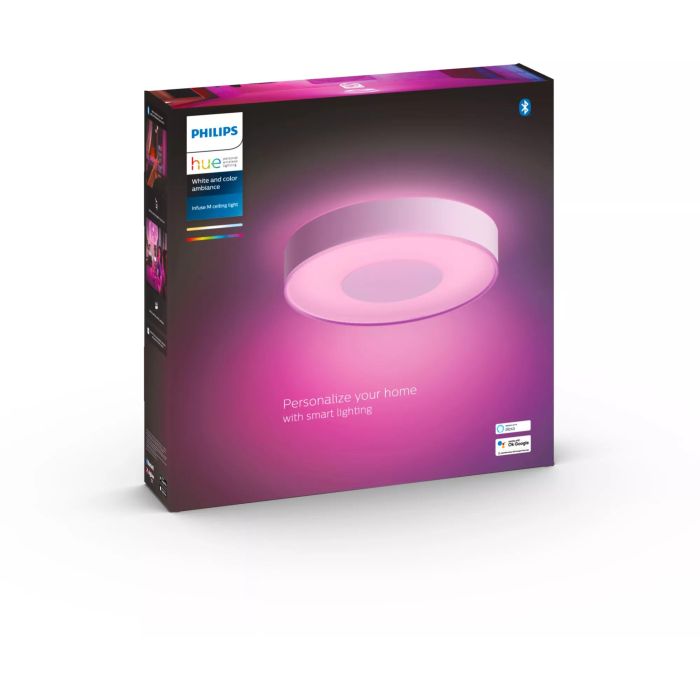 Philips Hue White and Color ambiance Plafonnier intelligent Infuse M, Bluetooth, blanc, 2350 lm, éclairage LED moderne pour salon/chambre