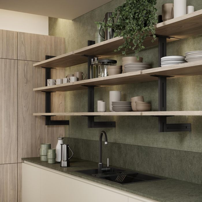 Emuca Kit de cadre modulaireKit de Zero avec matériel de fixation murale, Aluminium et Zamak, Peint en noir texturé 3 Emuca Kit de cadre modulaireKit de Zero avec matériel de fixation murale, Aluminium et Zamak, Peint en noir texturé 3