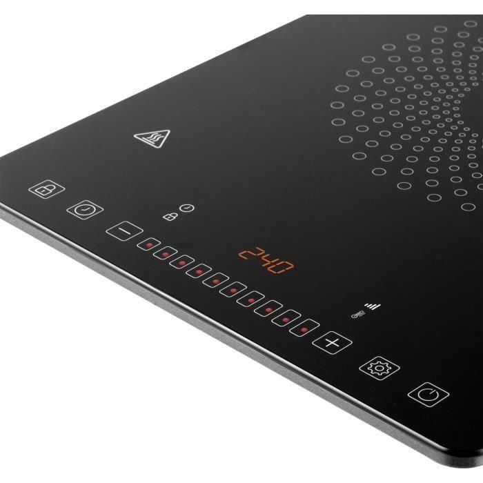 Sencor Plaque de cuisson à induction SCP 3701BK - 1 foyer 2000W - Cuisson efficace - Commandes tactiles - Surface en verre céramique - Minuteur 180 min - Noir