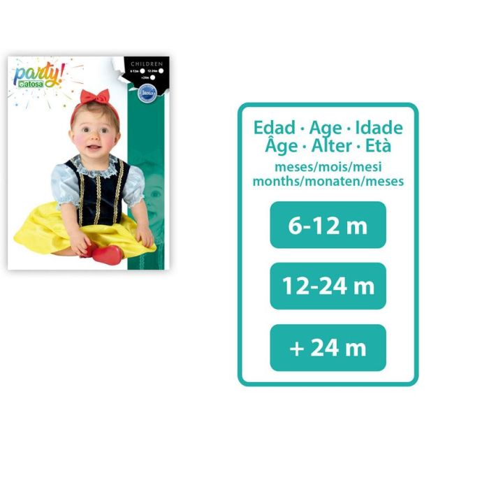 Déguisement Princesse de Conte pour Bébé Fille 12-24 Mois, Robe Jaune et Bleu avec Diadème Rouge - Polyester