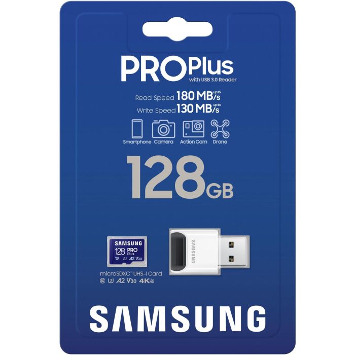 CARD 128GB Samsung PRO Plus microSDXC 180MB/s + USB-Kartenleser 6