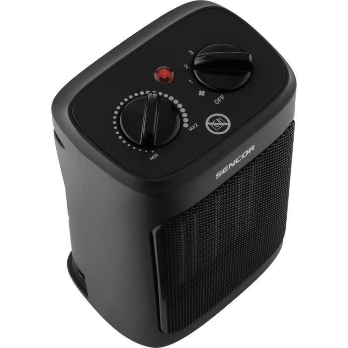 Sencor SFH 7601BK Radiateur ventilateur à air chaud céramique PTC 2000 W 3 niveaux, sécurité surchauffe et basculement, pour 10-15 m², Noir
