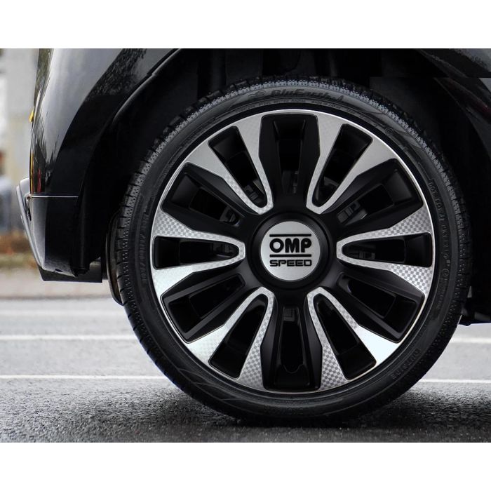 Omp Speed Magnum 13 Pouces Enjoliveurs 4 Pièces Noir-Argent-Carbone OMPS07011322 4