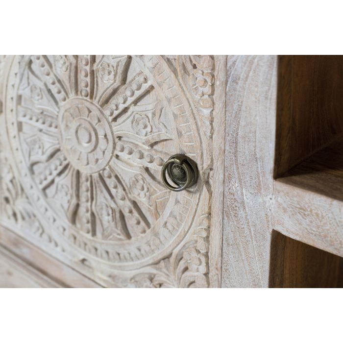 GINER Y COLOMER Buffet TV avec 2 portes, 2 espaces de rangement et 2 étagères en bois de manguier massif - Finition couleur sable 4 GINER Y COLOMER Buffet TV avec 2 portes, 2 espaces de rangement et 2 étagères en bois de manguier massif - Finition couleur sable 4