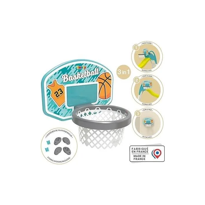 Smoby SMOB820700 - Panier de basket pour enfant avec accessoire toboggan - Jeu 3 en 1 - À partir de 3 ans 1 Smoby SMOB820700 - Panier de basket pour enfant avec accessoire toboggan - Jeu 3 en 1 - À partir de 3 ans 1