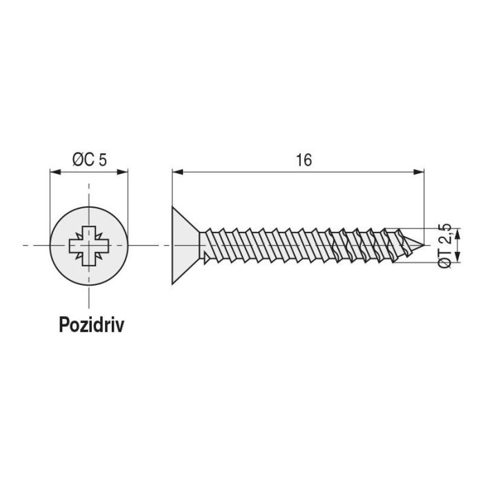 Tornillo Rosca Madera Cabeza Plana Pozidriv Spax Wirox A3J Largo 16Mm Diámetro 2.5Mm Abc Spax-S (Set de 1000) 1
