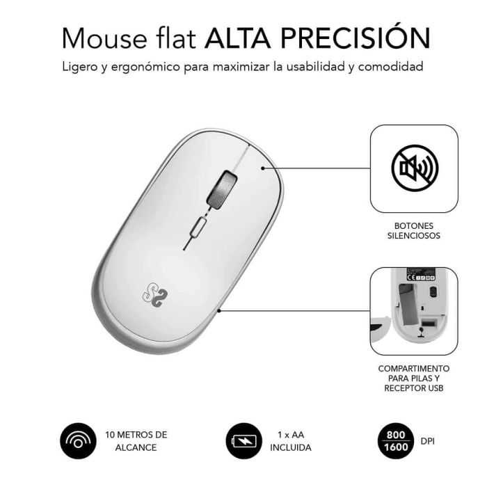 Mini Souris Optique Subblim SUBMO-RFM0001 Argenté 1