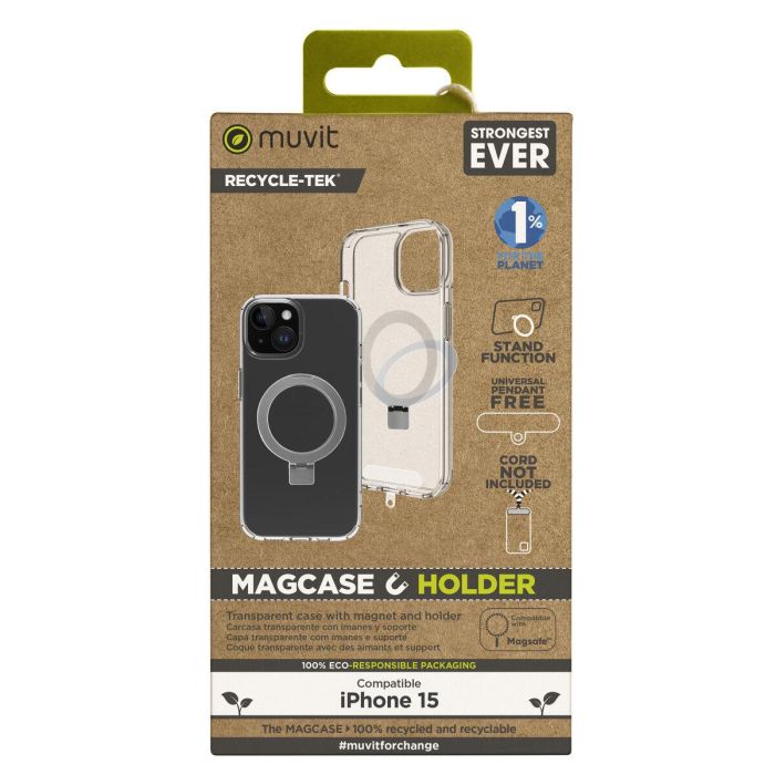 Protection pour téléphone portable Muvit for Change iPhone 15 Clear iPhone 15 Magnétique 0
