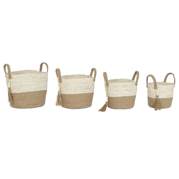 Set de basket Home ESPRIT Naturel Marron Clair Jute Fibre de maïs Moderne 40 x 40 x 41 cm 1 Set de basket Home ESPRIT Naturel Marron Clair Jute Fibre de maïs Moderne 40 x 40 x 41 cm 1