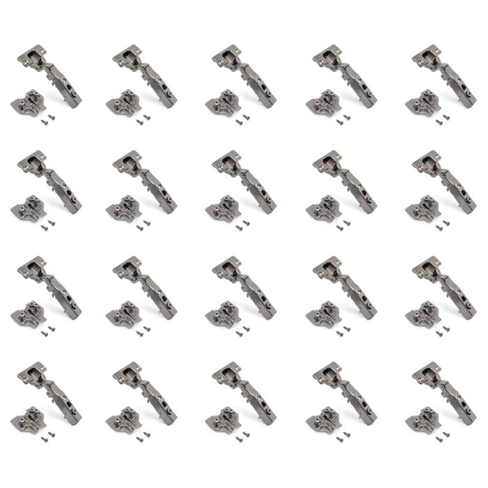 Emuca Lot de 20 charnières droites X91 avec fermeture amortie et embases euro, hauteur 0, acier, titane 0 Emuca Lot de 20 charnières droites X91 avec fermeture amortie et embases euro, hauteur 0, acier, titane 0