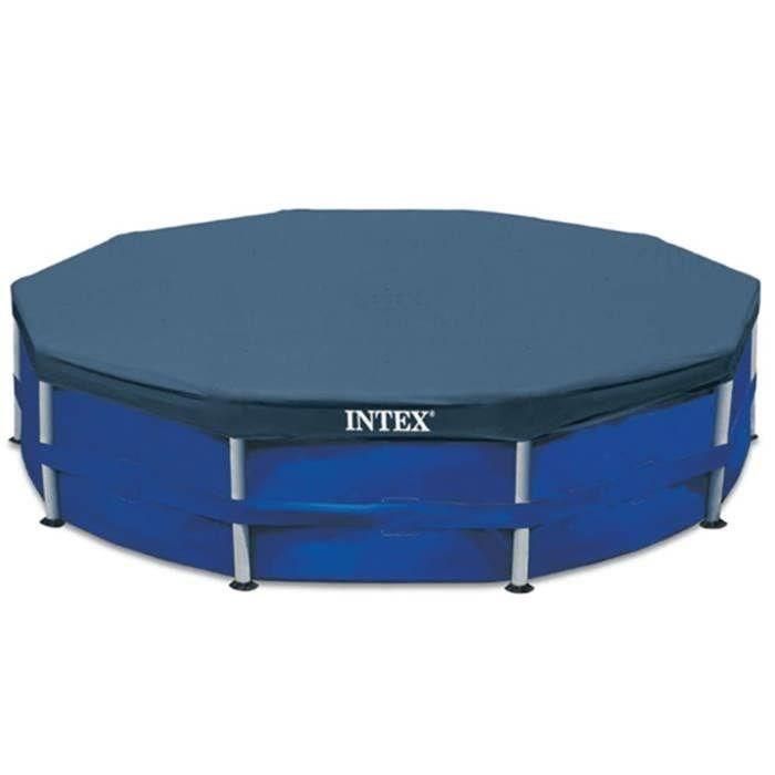 Bâche de protection pour piscine ronde Intex 28031 - Diametre 3,66m - Rabat 25cm - PVC - Bleu 1