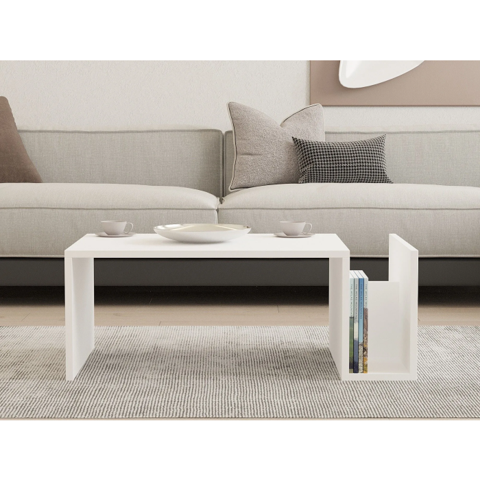 MEMO Table basse blanche avec plateau relevable et rangement intégré, dimensions 86.8 x 32.4 x 50 cm, panneaux 18 mm, étagère 15 cm MEMO Table basse blanche avec plateau relevable et rangement intégré, dimensions 86.8 x 32.4 x 50 cm, panneaux 18 mm, étagère 15 cm