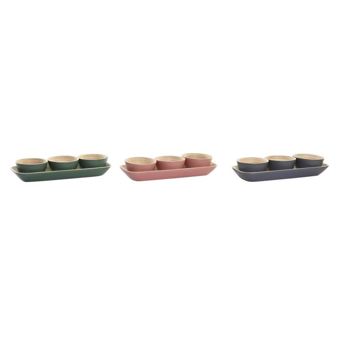 Ensemble à apértif DKD Home Decor Bambou 32 x 12,7 x 3,5 cm (3 Unités)