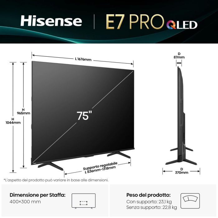 TV intelligente Hisense 75E7Q PRO 75" 4K Ultra HD LED HDR D-LED QLED 13
