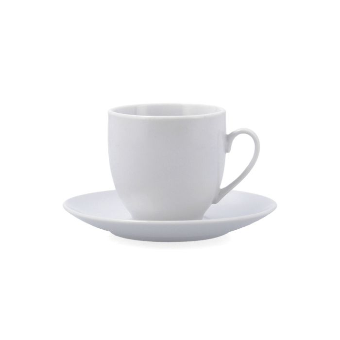 Tasse avec sous-tasse Quid New Renova Blanc Céramique 200 ml (6 Unités)