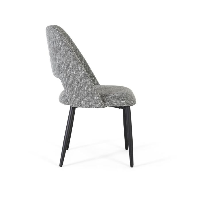 GINER Y COLOMER Lot de 2 chaises design en tissu gris avec structure en bois et pieds en métal noir - Dimensions (LxPxH): 57x52x91 cm 2