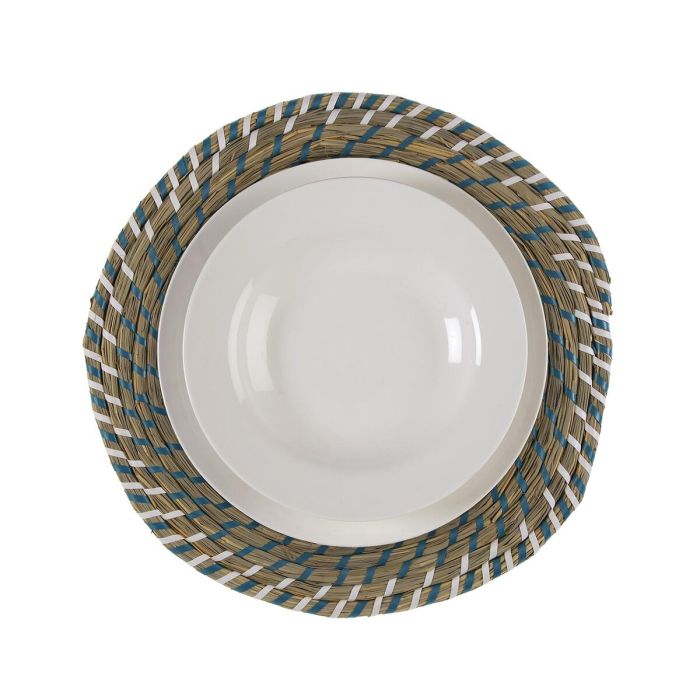 Dessous de plat Versa Bleu Blanc Textile Jacinthe d'eau 38 cm