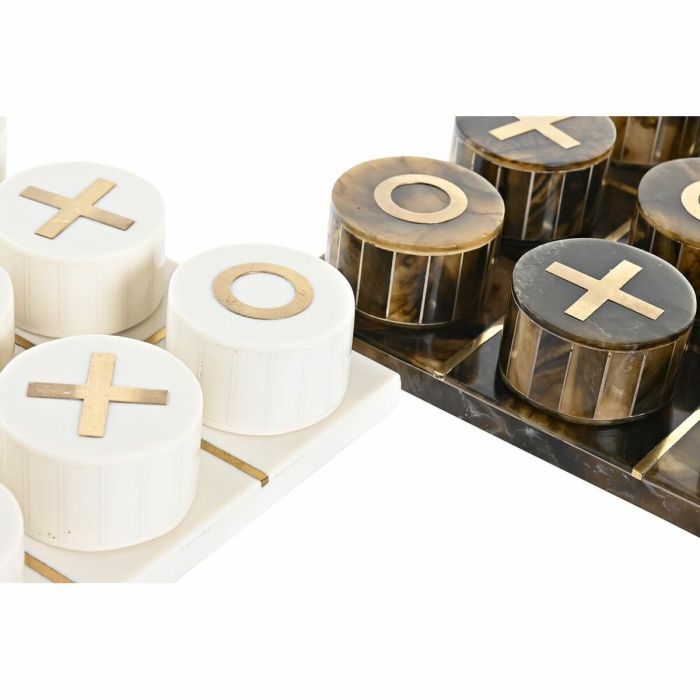 Figurine Décorative DKD Home Decor Jeu de société 20,5 x 20,5 x 5 cm Blanc Ambre Métallisé Moderne 3