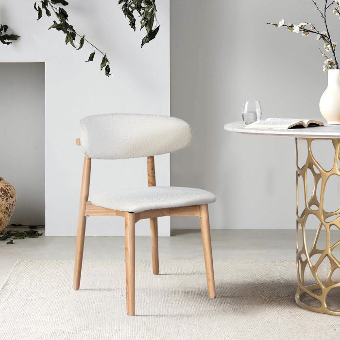 GINER Y COLOMER Lot de 2 Chaises en Bois de Caoutchouc Naturel avec Siège et Dossier Rembourrés en Tissu Bouclé Blanc - Dimensions : Siège 45x38 cm, Dossier 34x55 cm 5 GINER Y COLOMER Lot de 2 Chaises en Bois de Caoutchouc Naturel avec Siège et Dossier Rembourrés en Tissu Bouclé Blanc - Dimensions : Siège 45x38 cm, Dossier 34x55 cm 5