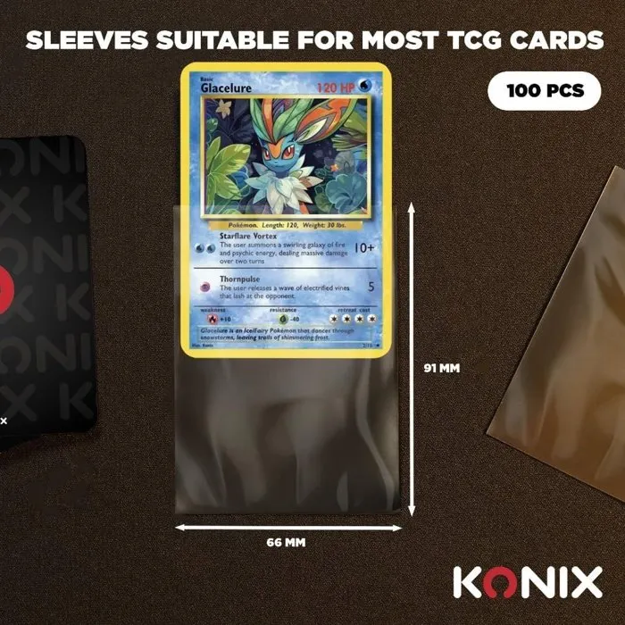 Konix - Sleeves 66x91 mm - 100 pochettes protectrices matte pour cartes Magic The Gathering, Pokémon - Bleu turquoise
