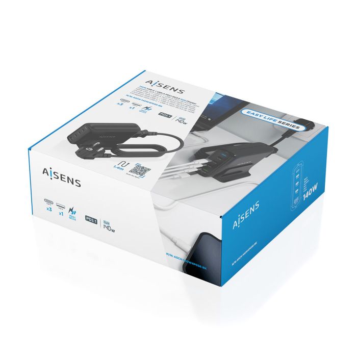 Chargeur sans fil Aisens ASCH-140W4P056-BK Noir 140 W 7 Chargeur sans fil Aisens ASCH-140W4P056-BK Noir 140 W 7