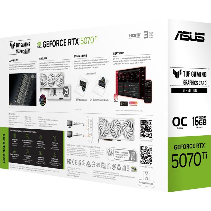RTX 5070 TI 16GB ASUS TUF Gaming BTF OC 3 Fan white 11