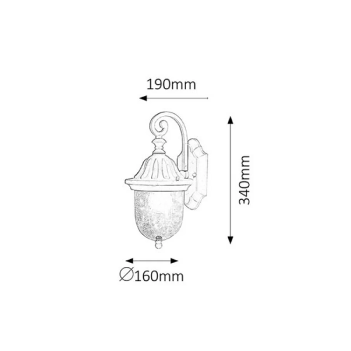 RABALUX Applique Extérieure Classique Sydney 1xE27 IP23 Noir Métal Verre Noir RAB-8387 4