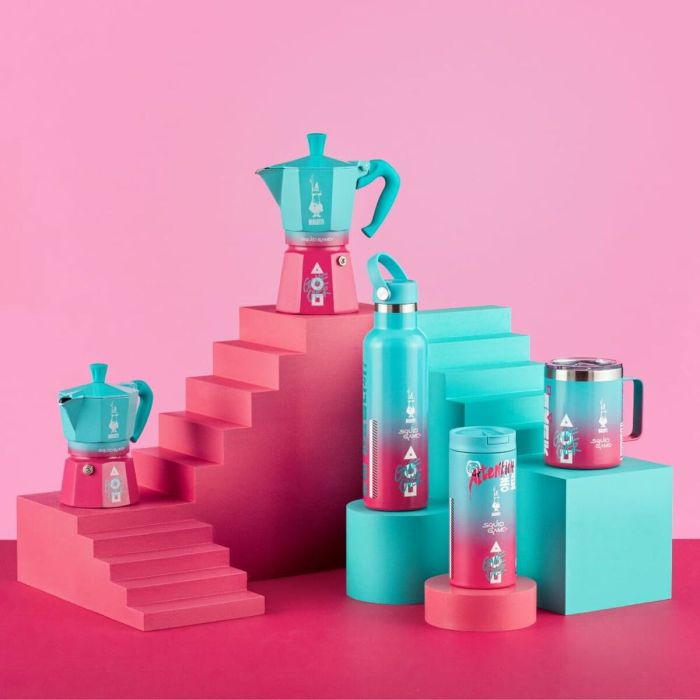 Cafetière Italienne Bialetti Bleu Rose Aluminium Thermoplastique 3 Tasses 2