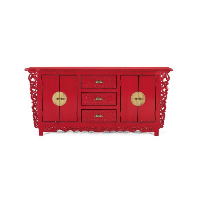 GINER Y COLOMER Buffet 2 portes et 3 tiroirs en bois de manguier rouge - 180 cm de long, 84 cm de haut, 40 cm de large 0 GINER Y COLOMER Buffet 2 portes et 3 tiroirs en bois de manguier rouge - 180 cm de long, 84 cm de haut, 40 cm de large 0
