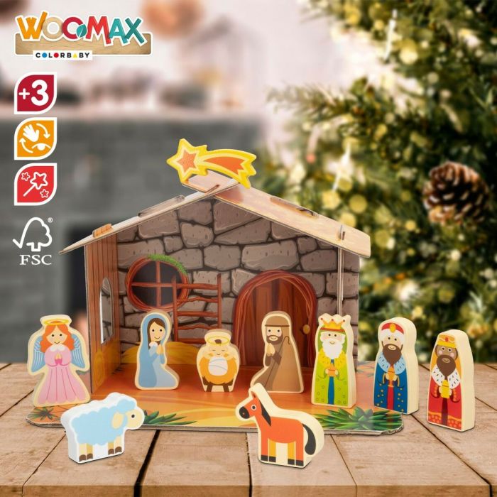Crèche de Noël Woomax Bois Carton 22 x 16 x 12 cm 11 Pièces 2