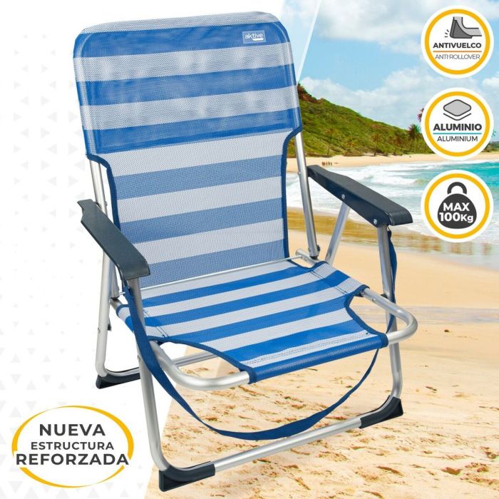 Chaise de Plage Aktive Pliable Bleu 44 x 72 x 35 cm (4 Unités) 5
