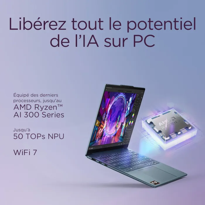 PC Portable Lenovo Yoga Slim 7 14AKP10 - Windows 11 - Écran 14'' OLED - Processeur AMD Ryzen 7 AI 350 - Copilot+ - 32 Go RAM - 1 To SSD - Clavier AZERTY PC Portable Lenovo Yoga Slim 7 14AKP10 - Windows 11 - Écran 14'' OLED - Processeur AMD Ryzen 7 AI 350 - Copilot+ - 32 Go RAM - 1 To SSD - Clavier AZERTY
